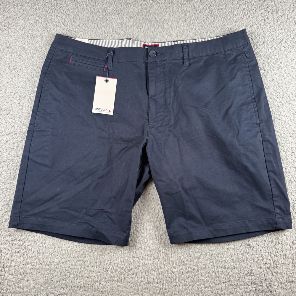 UNTUCKit Chino Shorts 9" Men's 38in Navy Blue Cotton Golf Beach‎ Outdoors Preppy
